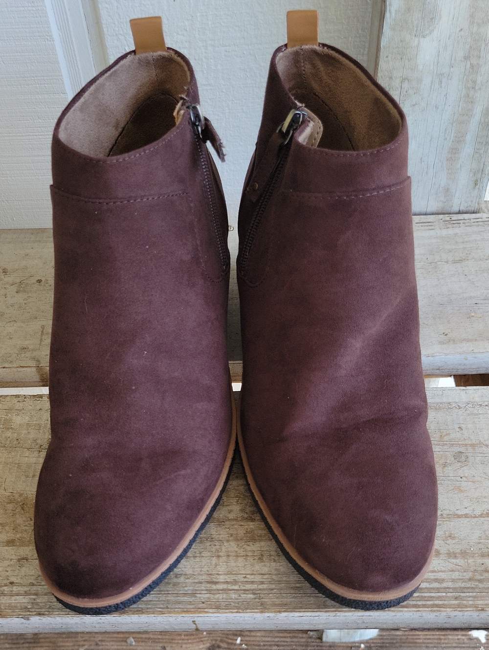 Dr. Scholl's Brown Suede Look Ankle Booties with Side Zip